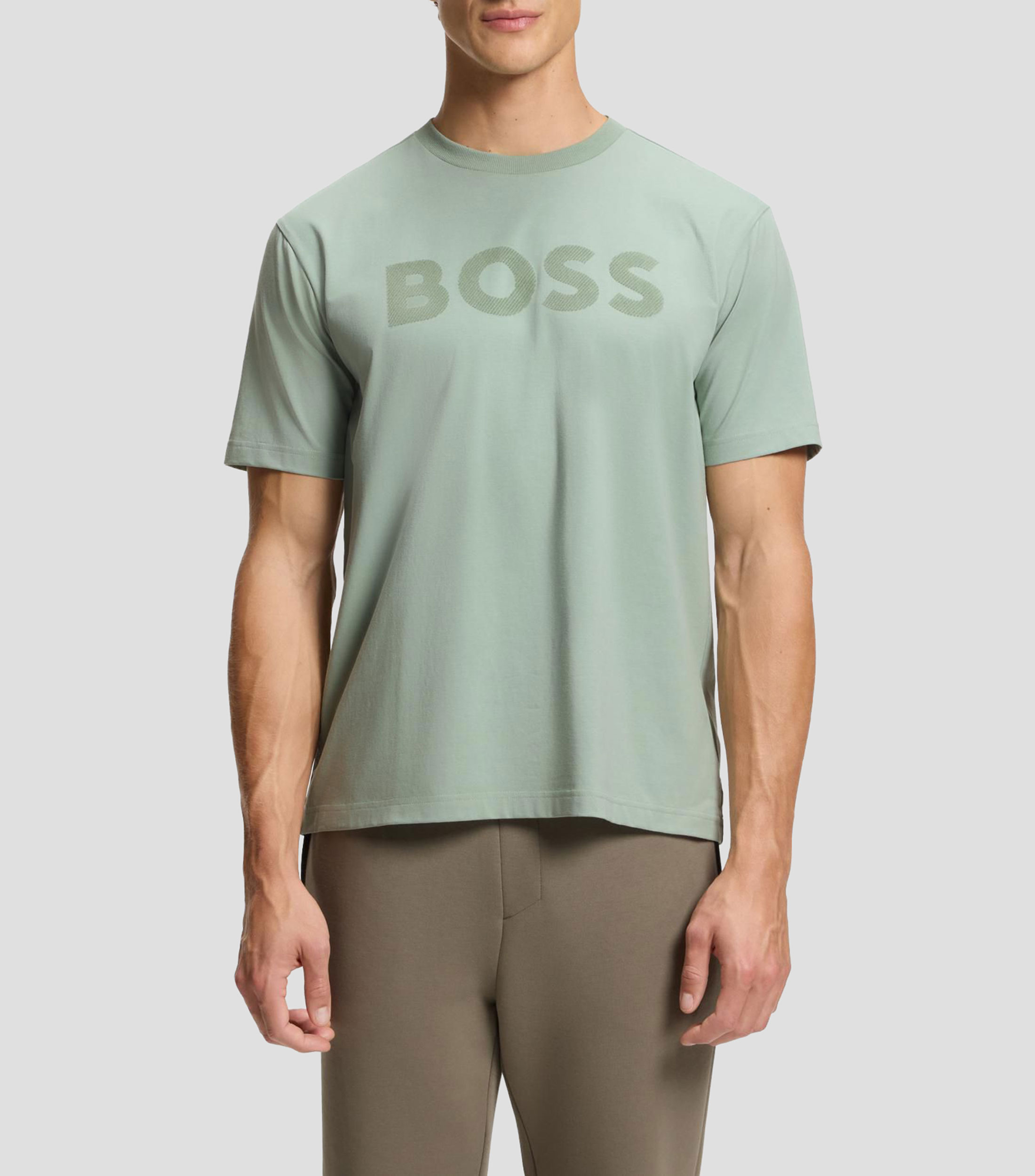 Playera Boss relaxed de algodón elástico con logo tonal Hombre